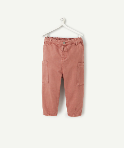 Baby boy Nouvelle Arbo   C - BABY BOYS' OLD ROSE RECYCLED FIBRE RELAXED TROUSERS WITH POCKETS