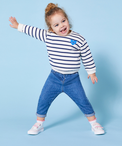 Jeans Tao Categories - BABIES' RELAXED TROUSERS IN BLUE LOW IMPACT DENIM