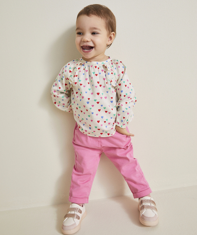 New colours palette Tao Categories - BABY GIRL RELAX PANTS IN PINK RECYCLED FIBERS