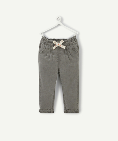 Outlet Tao Categories - BABY GIRLS' GREY LOW-IMPACT DENIM RELAXED TROUSERS