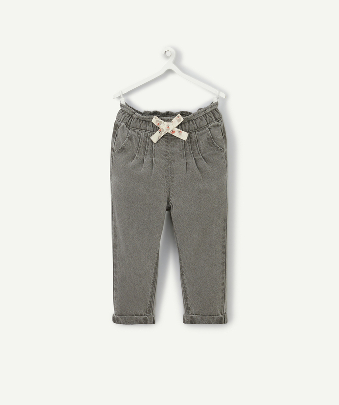 Back to school collection Tao Categories - BABY GIRLS' GREY LOW-IMPACT DENIM RELAXED TROUSERS