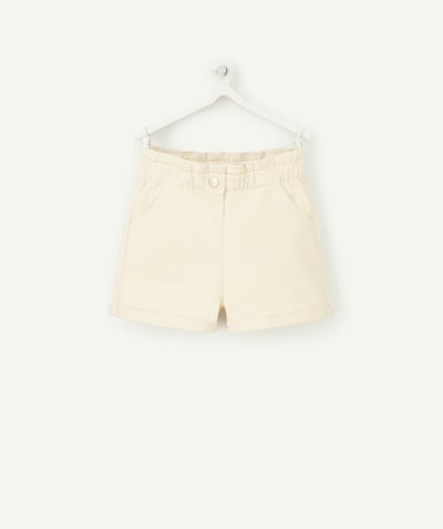 Shorts - Skirt Tao Categories - BABY GIRLS' CREAM RECYCLED FIBRE SHORTS