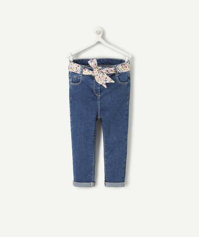 Back to school collection Nouvelle Arbo   C - GIRLS' LOW-IMPACT DENIM JEANS WITH FLORAL BELT