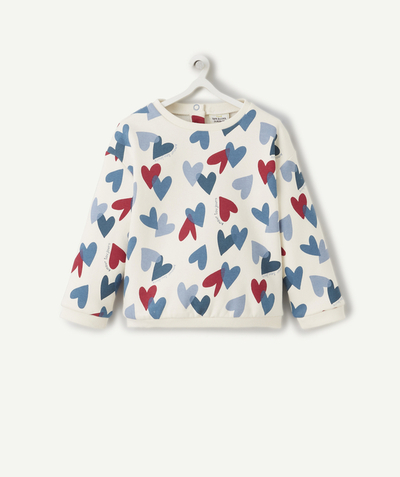 ECODESIGN Nouvelle Arbo   C - BABY GIRLS' BLUE HEART PATTERN RECYCLED FIBRE SWEATSHIRT