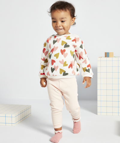 ECODESIGN Nouvelle Arbo   C - BABY GIRLS' HEART PATTERN RECYCLED FIBRE SWEATSHIRT