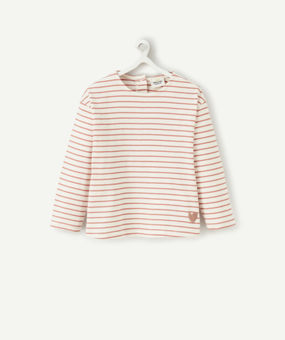 Our latest looks Nouvelle Arbo   C - BABY GIRLS' PINK ORGANIC COTTON SAILOR-STRIPE T-SHIRT WITH EMBROIDERED HEART