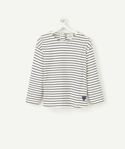 Our latest looks Nouvelle Arbo   C - BABY GIRLS' BLUE ORGANIC COTTON SAILOR-STRIPE T-SHIRT WITH EMBROIDERED HEART