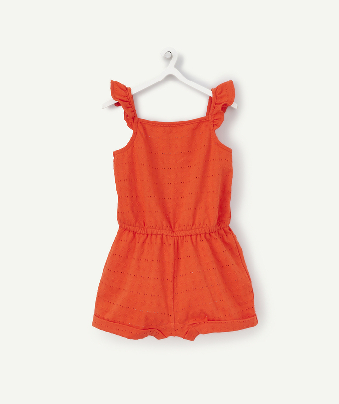 Jumpsuits - Dungarees Tao Categories - BABY GIRLS' RED PLAYSUIT WITH OPENWORK DETAILS
