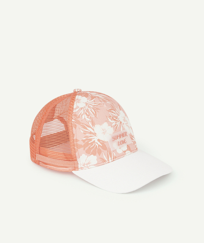 Hats - Caps Nouvelle Arbo   C - GIRLS' COTTON CAP WITH A HAWAIIAN PINK AND WHITE PRINT