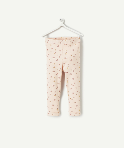 Trousers Nouvelle Arbo   C - BABY GIRLS' RIBBED PALE PINK AND FLORAL PRINT LEGGINGS