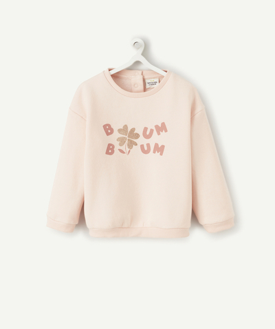 ECODESIGN Nouvelle Arbo   C - BABY GIRLS' PINK SWEATSHIRT IN RECYCLED FIBRES WITH SEQUINNED DETAILS