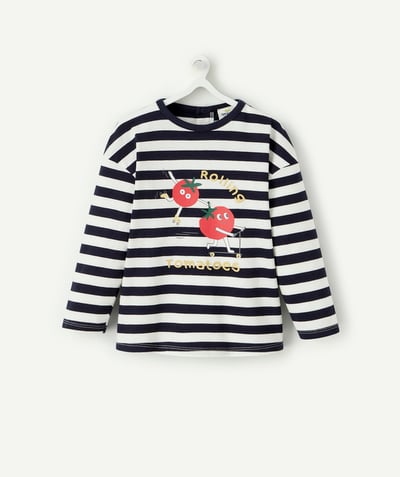 New collection Nouvelle Arbo   C - BABY BOYS' STRIPED ORGANIC COTTON T-SHIRT WITH TOMATOES