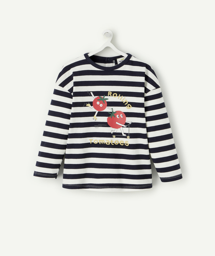 Back to school collection Tao Categories - BABY BOYS' STRIPED ORGANIC COTTON T-SHIRT WITH TOMATOES