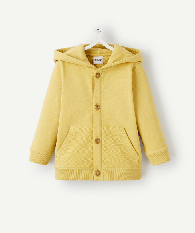 Back to school collection Tao Categories - BABY BOYS' YELLOW COTTON HOODED CARDIGAN