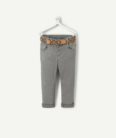 Jeans Nouvelle Arbo   C - BABY BOYS' STRAIGHT-LEG GREY TROUSERS WITH BELT