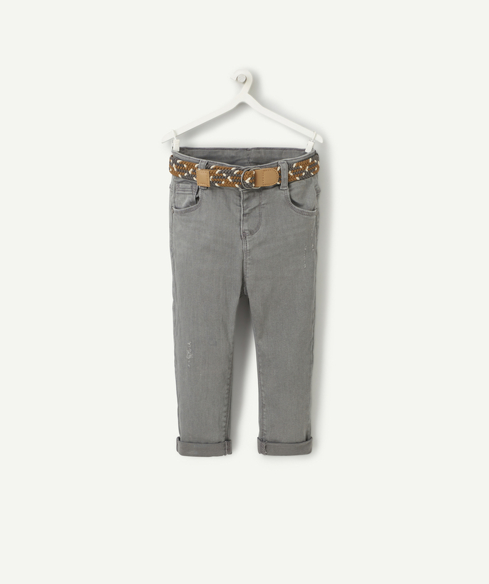 Back to school collection Tao Categories - BABY BOYS' STRAIGHT-LEG GREY TROUSERS WITH BELT