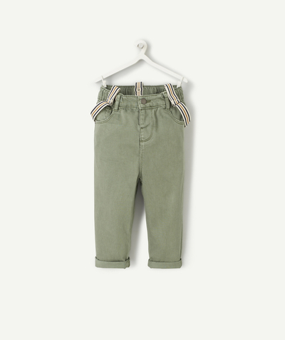Back to school collection Nouvelle Arbo   C - BABY BOYS' GREEN RECYCLED FIBRE TROUSERS WITH BRACES