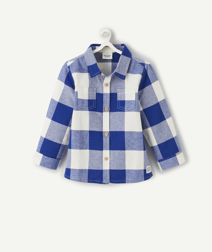 Back to school collection Tao Categories - BABY BOYS' WHITE AND ELECTRIC BLUE CHECKED SHIRT