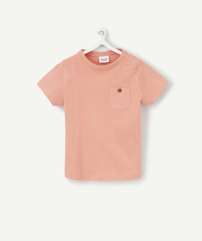 New colour palette Tao Categories - BABY BOYS' CORAL ORGANIC COTTON T-SHIRT WITH A POCKET