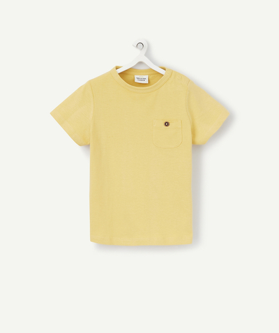 Low-priced looks Tao Categories - BABY BOYS' T-SHIRT IN MUSTARD-COLOURED ORGANIC COTTON WITH A POCKET