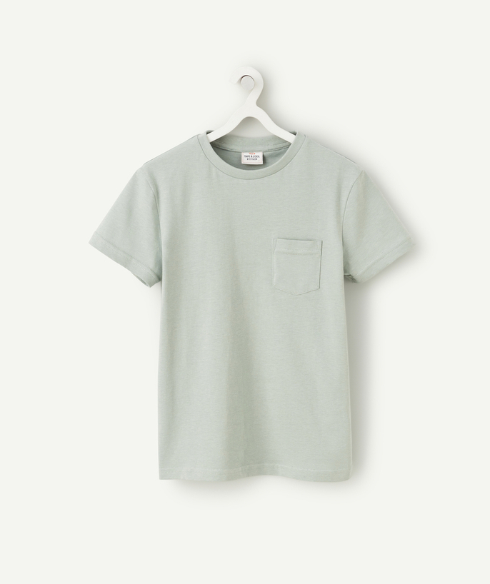 Boy Tao Categories - BOYS' PALE GREEN SHORT-SLEEVED T-SHIRT WITH A POCKET