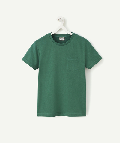 New colour palette Tao Categories - BOYS' FOREST GREEN SHORT-SLEEVED T-SHIRT WITH A POCKET