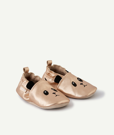 Shoes, booties Nouvelle Arbo   C - BABY GIRLS' ROSE GOLD LEATHER BOOTIES WITH EMBROIDERED PANDAS