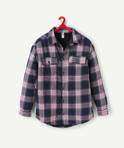 Outlet Nouvelle Arbo   C - GIRLS' NAVY AND PURPLE SHERPA-LINED CHECKED OVERSHIRT