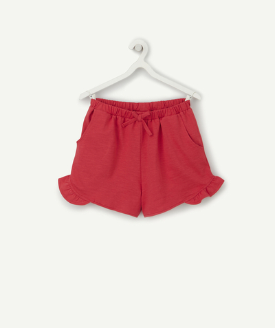 Shorts - Skirt Nouvelle Arbo   C - GIRLS' RED ORGANIC COTTON SHORTS