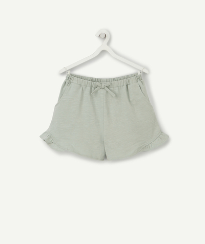 Shorts - Skirt Nouvelle Arbo   C - GIRLS' GREEN ORGANIC COTTON SHORTS