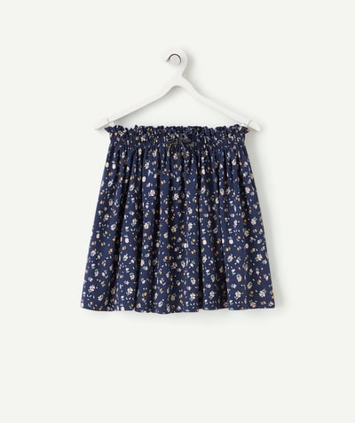 New In Tao Categories - GIRLS' NAVY BLUE KNIT SKIRT WITH A FLORAL PRINT