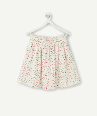 New In Tao Categories - GIRLS' CREAM AND FLORAL PRINT KNIT SKIRT
