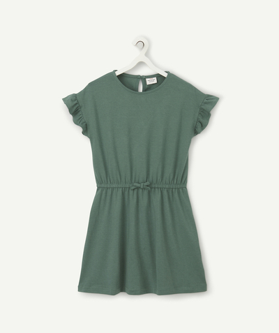 Dress Tao Categories - GIRLS' GREEN DRESS WITH FRILLS