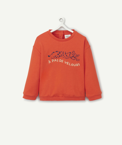 Baby Nouvelle Arbo   C - BABY GIRLS' RED ORGANIC COTTON SWEATSHIRT WITH SWEET TIGER