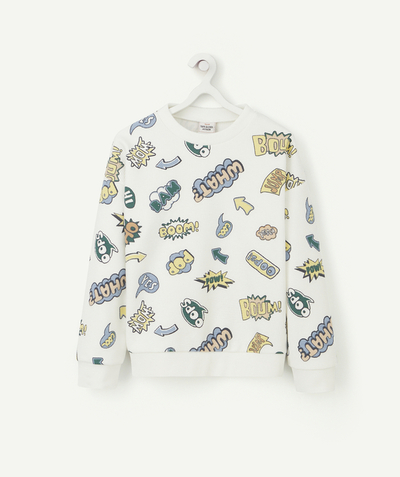 Private sales Tao Categories - BOYS' CREAM SWEATSHIRT WITH FLOCKED MESSAGES AND SPEECH BUBBLES