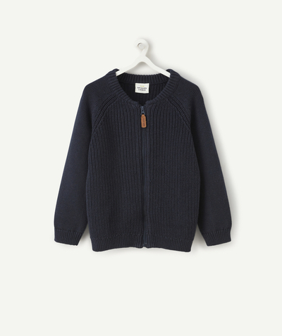 New collection Nouvelle Arbo   C - BABY BOYS' NAVY ZIP-UP CARDIGAN