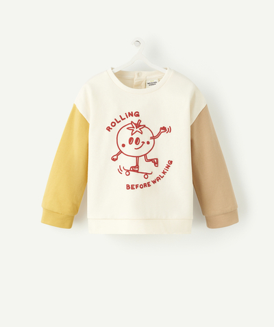 Pullover - Sweatshirt Tao Categories - BABY BOYS' SWEATSHIRT IN RECYCLED FIBRES WITH A TOMATO DESIGN