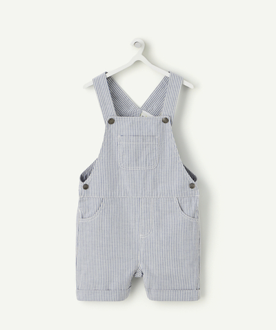 Dungarees Nouvelle Arbo   C - BABY BOYS' BLUE COTTON DUNGAREES WITH WHITE STRIPES