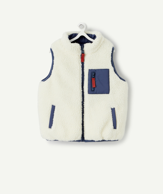 Coat - Padded Jacket - Jacket Tao Categories - BABY BOYS' BLUE AND SHERPA PUFFER JACKET WITH RECYCLED PADDING