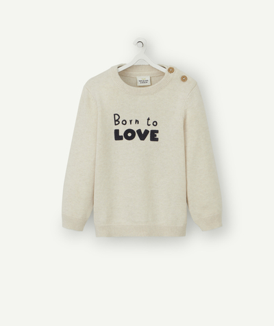 Pullover - Sweatshirt Nouvelle Arbo   C - BABY BOYS' BEIGE COTTON JUMPER WITH A SWEET, SOFT MESSAGE