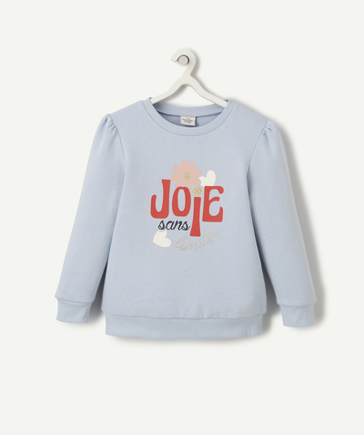 Outlet Nouvelle Arbo   C - GIRLS' BLUE RECYCLED FIBRE SWEATSHIRT WITH JOIE SLOGAN