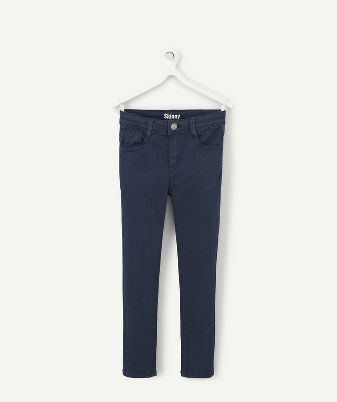 Trousers - Jogging pants Tao Categories - BOYS' NAVY BLUE SKINNY TROUSERS IN RECYCLED FIBRES