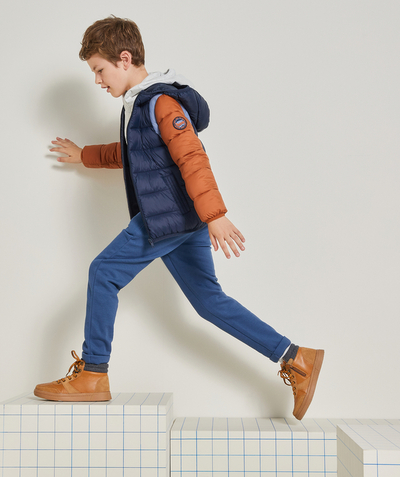 New collection Nouvelle Arbo   C - BOYS' THREE-TONE HOODED PUFFER JACKET WITH RECYCLED PADDING