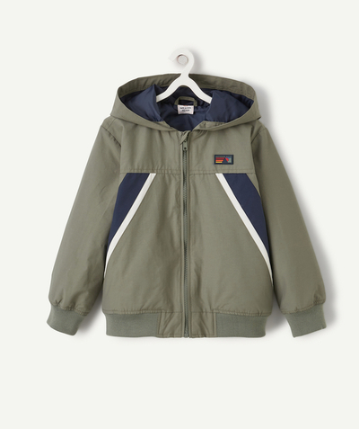 Nice and warm Nouvelle Arbo   C - BOYS' KHAKI HOODED JACKET WITH COLOURED BANDS