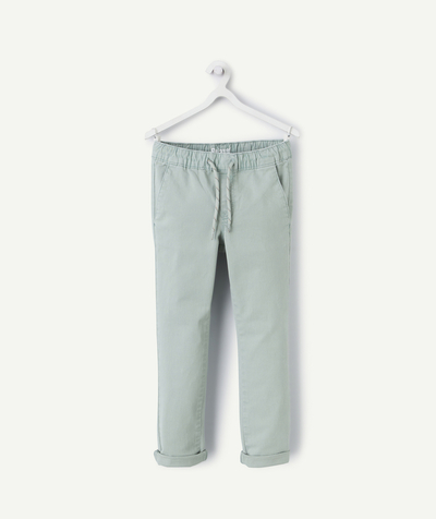 Trousers - Jogging pants Tao Categories - SLIM-FIT PANTS FOR BOYS IN GREEN ORGANIC COTTON