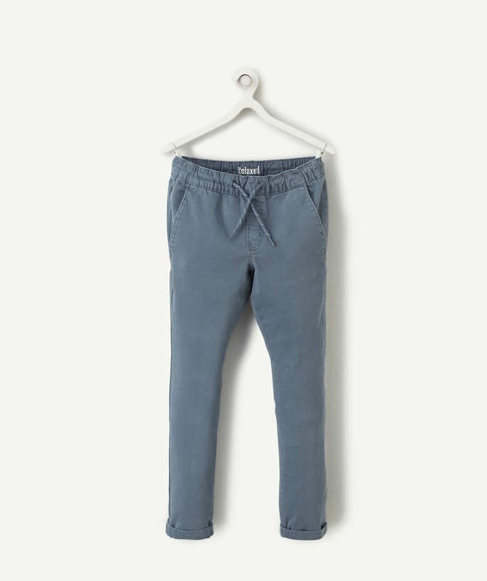 Trousers - Jogging pants Tao Categories - SLIM RELAX PANTS FOR BOYS IN BLUE ORGANIC COTTON