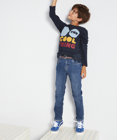 Boy Nouvelle Arbo   C - BOYS' LESS WATER STRAIGHT-LEG JEANS WITH BELT
