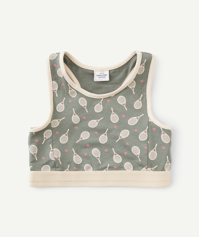 Girl Nouvelle Arbo   C - GIRLS' KHAKI AND PALE PINK TENNIS-THEMED CROP TOP