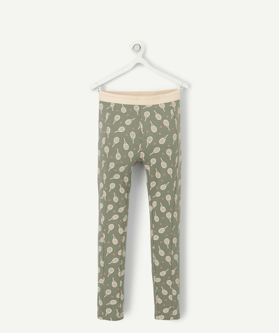 Girl Nouvelle Arbo   C - GIRLS' GREEN AND PALE PINK TENNIS-THEMED TREGGINGS