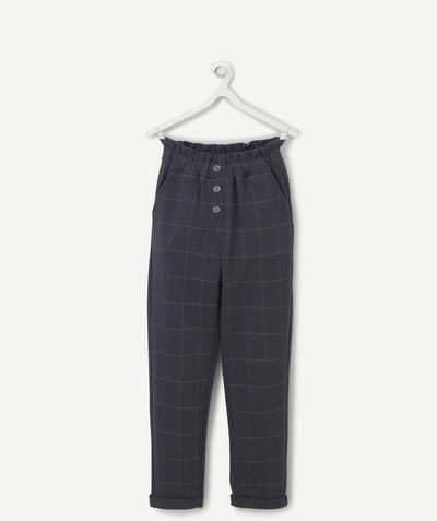 Our latest looks Nouvelle Arbo   C - GIRLS' NAVY BLUE CARROT-CUT CHECKED KNIT TROUSERS